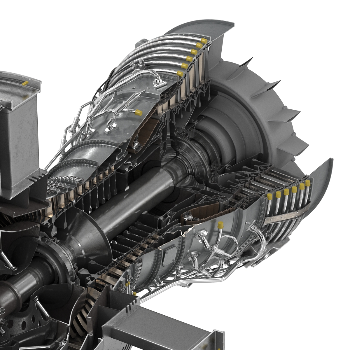 Turbofan Aircraft Engine Sectioned 3D model