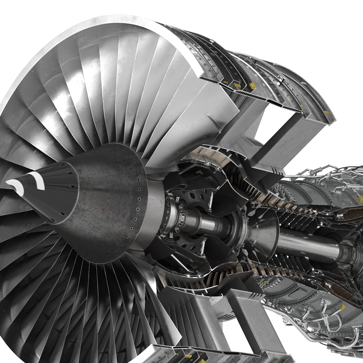 Turbofan Aircraft Engine Sectioned 3D model