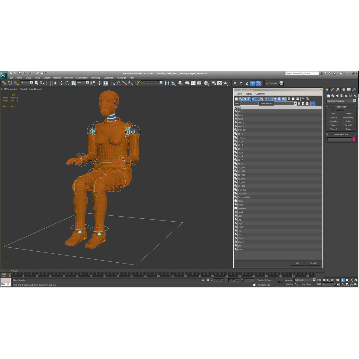 3D model Female Crash Test Dummy Rigged