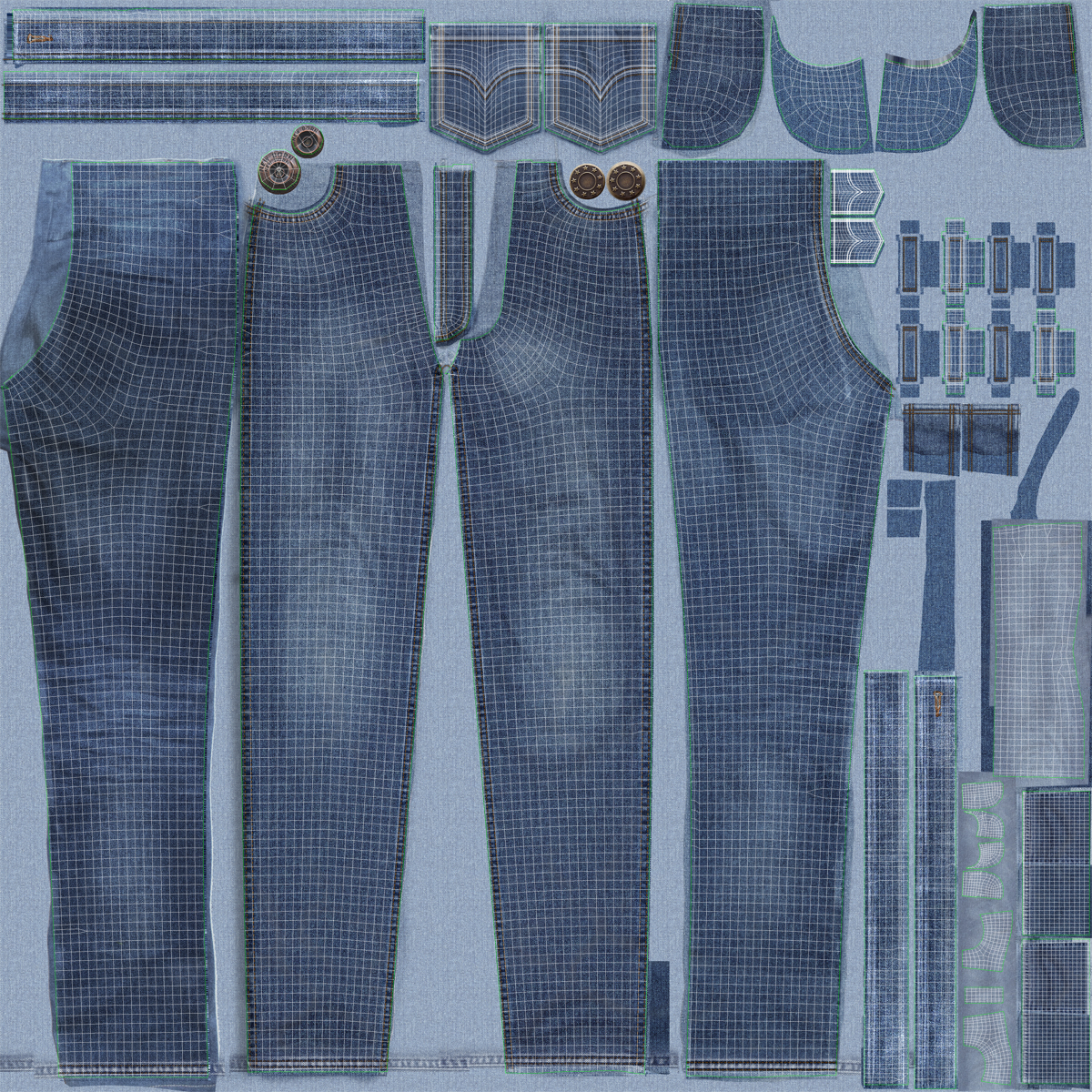 Folded Jeans 2 3D model