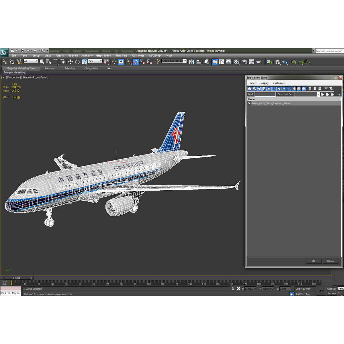 3D model Airbus A319 China Southern Airlines