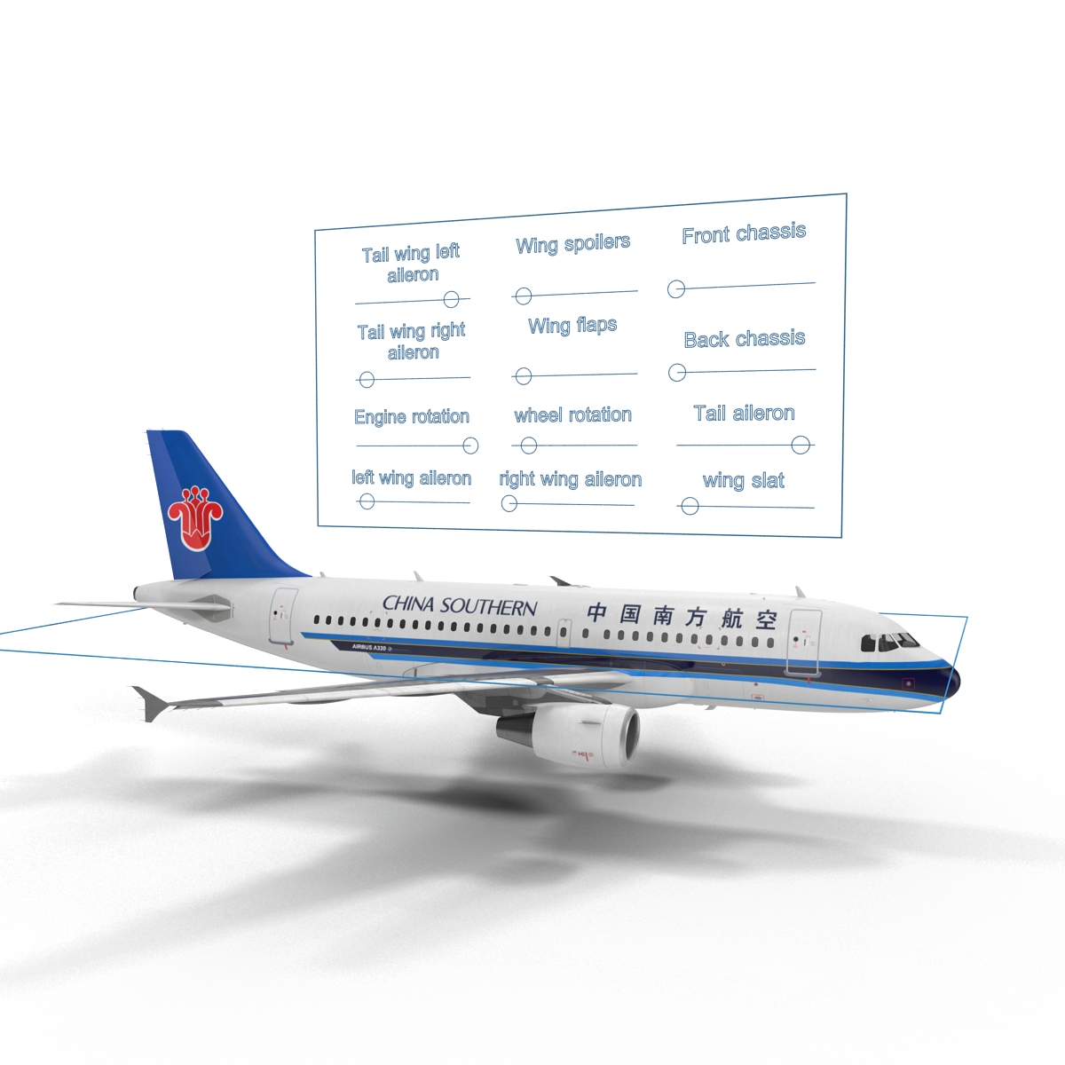 Airbus A319 China Southern Airlines Rigged 3D