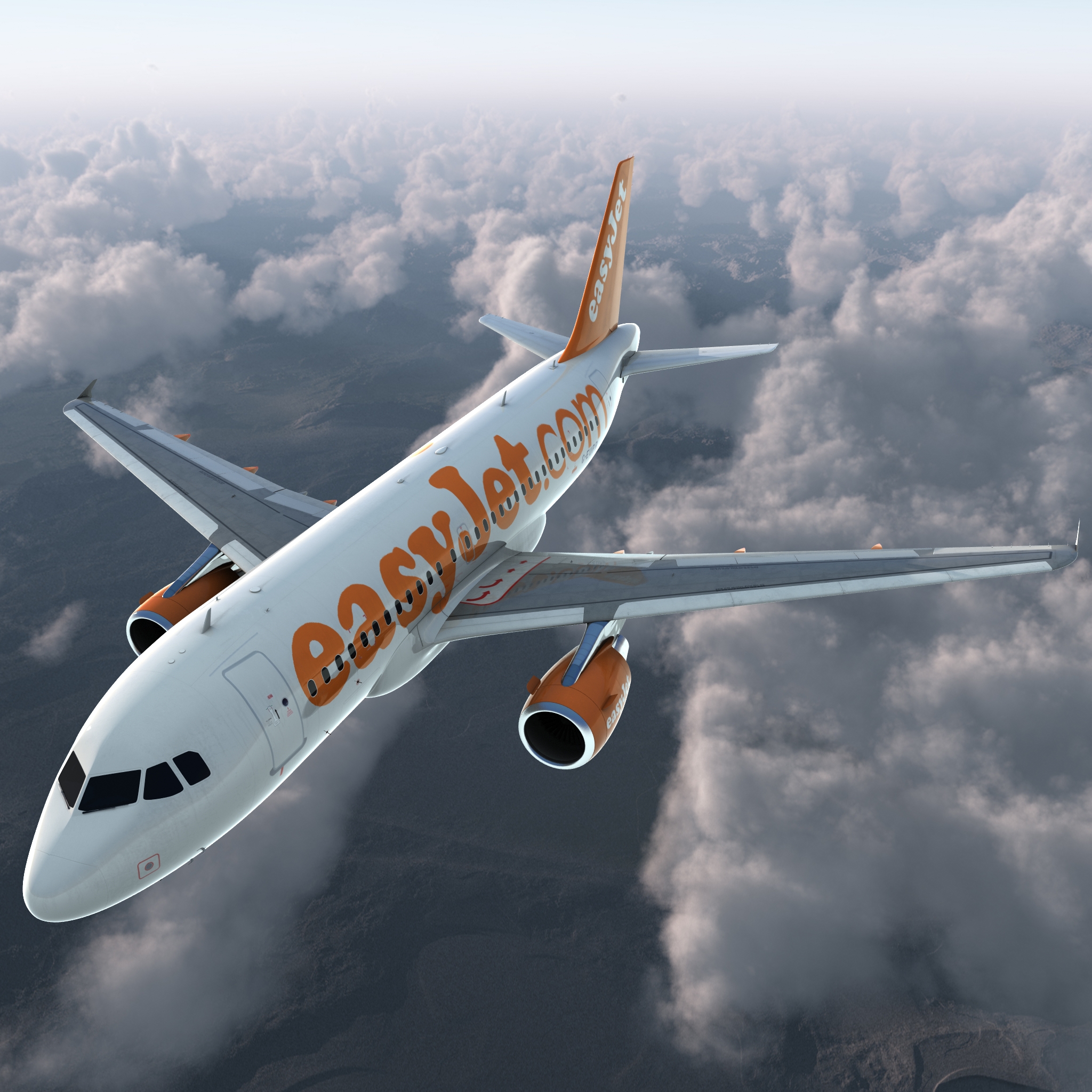 3D Airbus A319 EasyJet Rigged