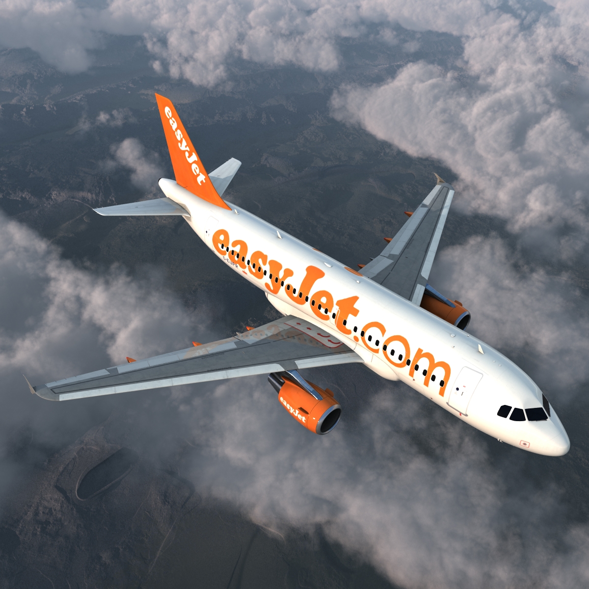 3D Airbus A319 EasyJet Rigged