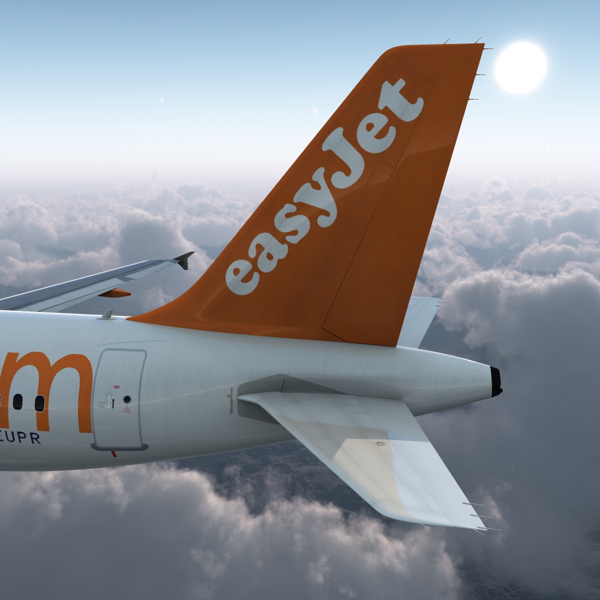 3D Airbus A319 EasyJet Rigged