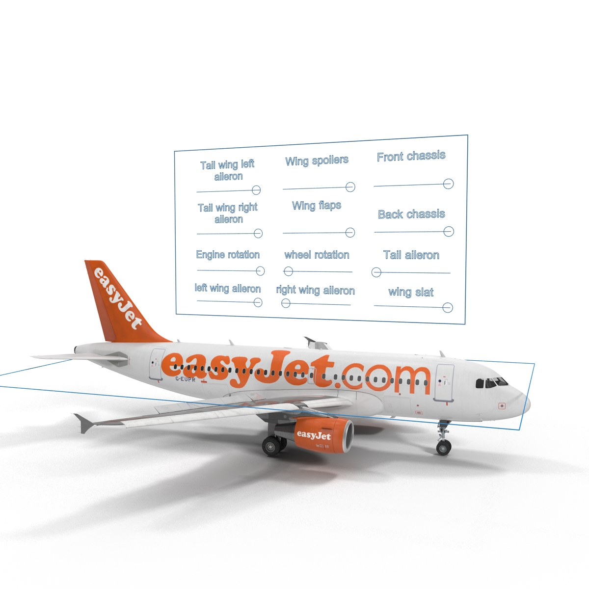 3D Airbus A319 EasyJet Rigged