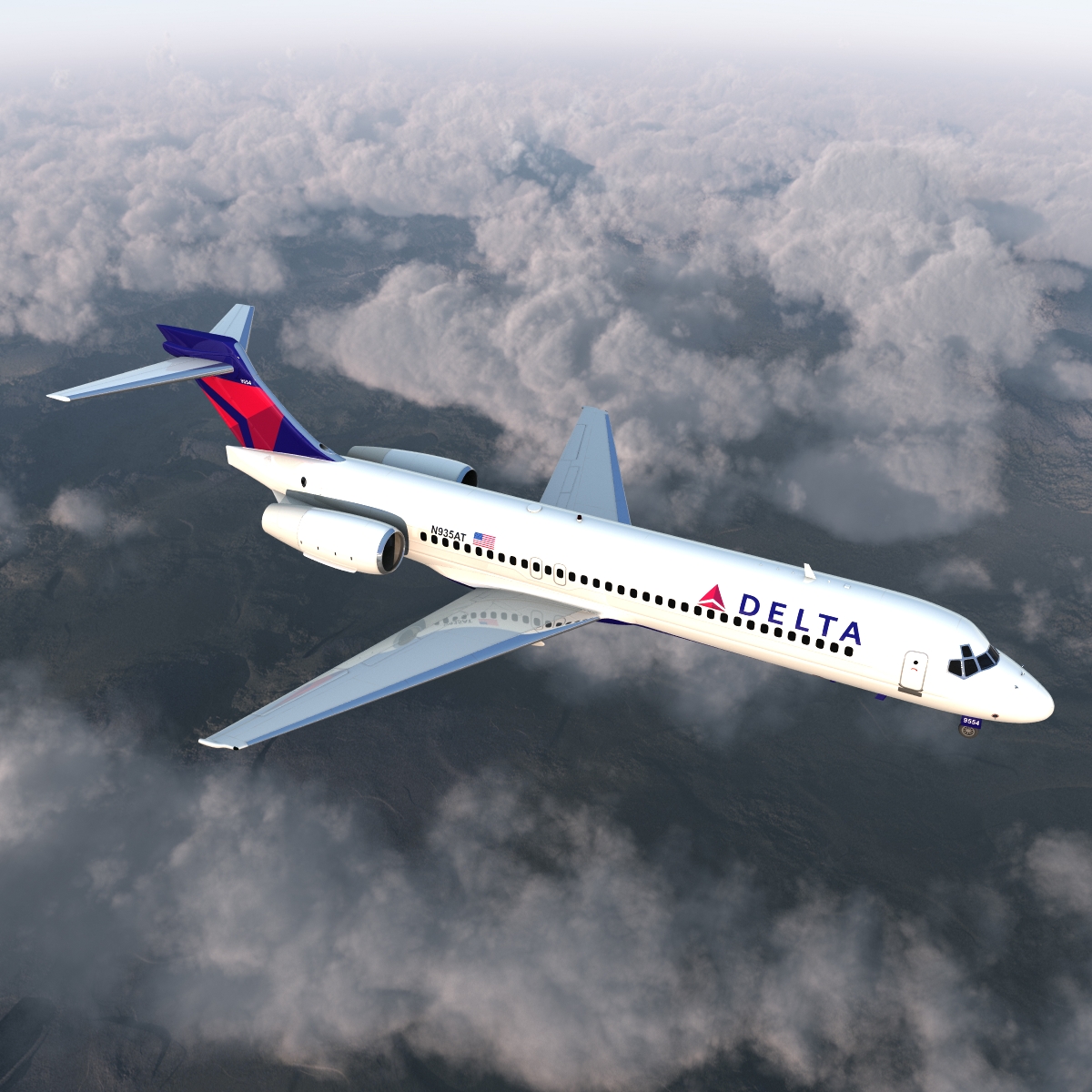 3D model Boeing 717 200 Delta Air Lines