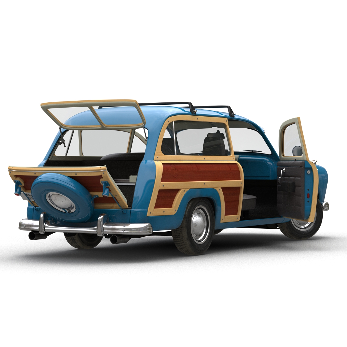 3D Generic Retro Car Simple Interior model