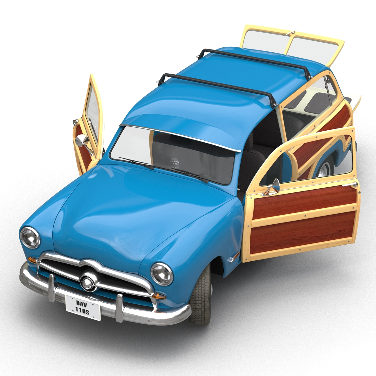 3D Generic Retro Car Simple Interior model