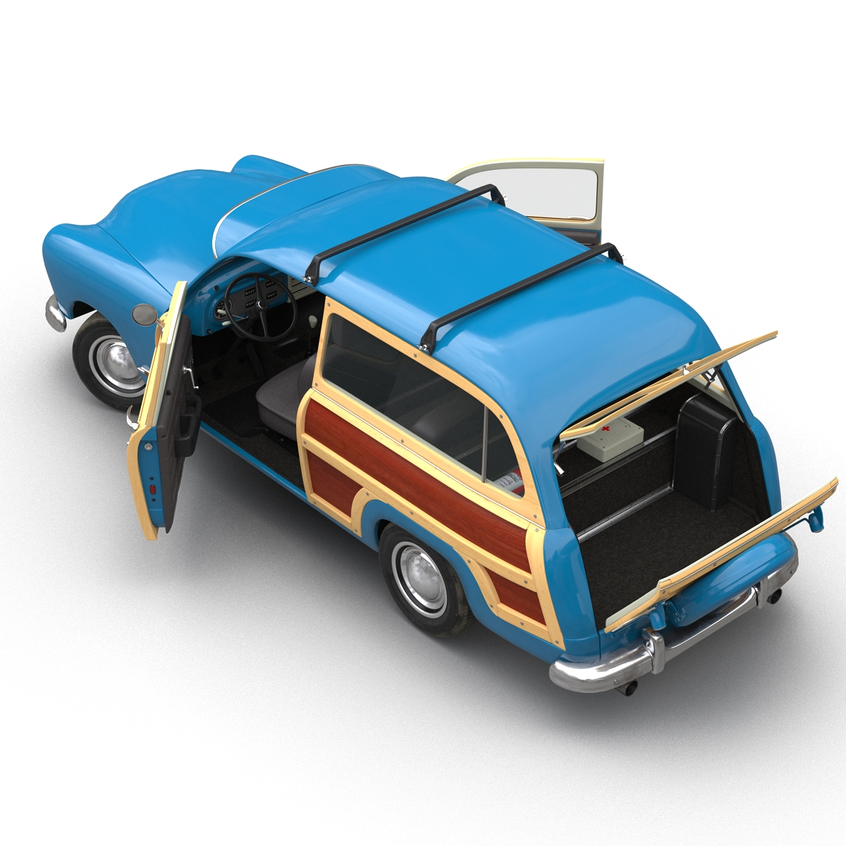 3D Generic Retro Car Simple Interior model