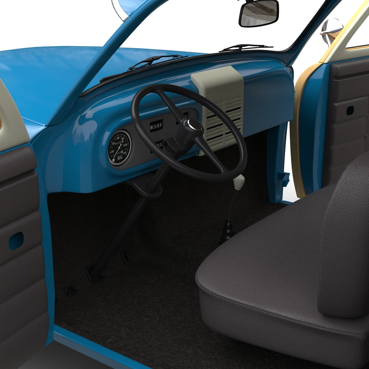 3D Generic Retro Car Simple Interior model