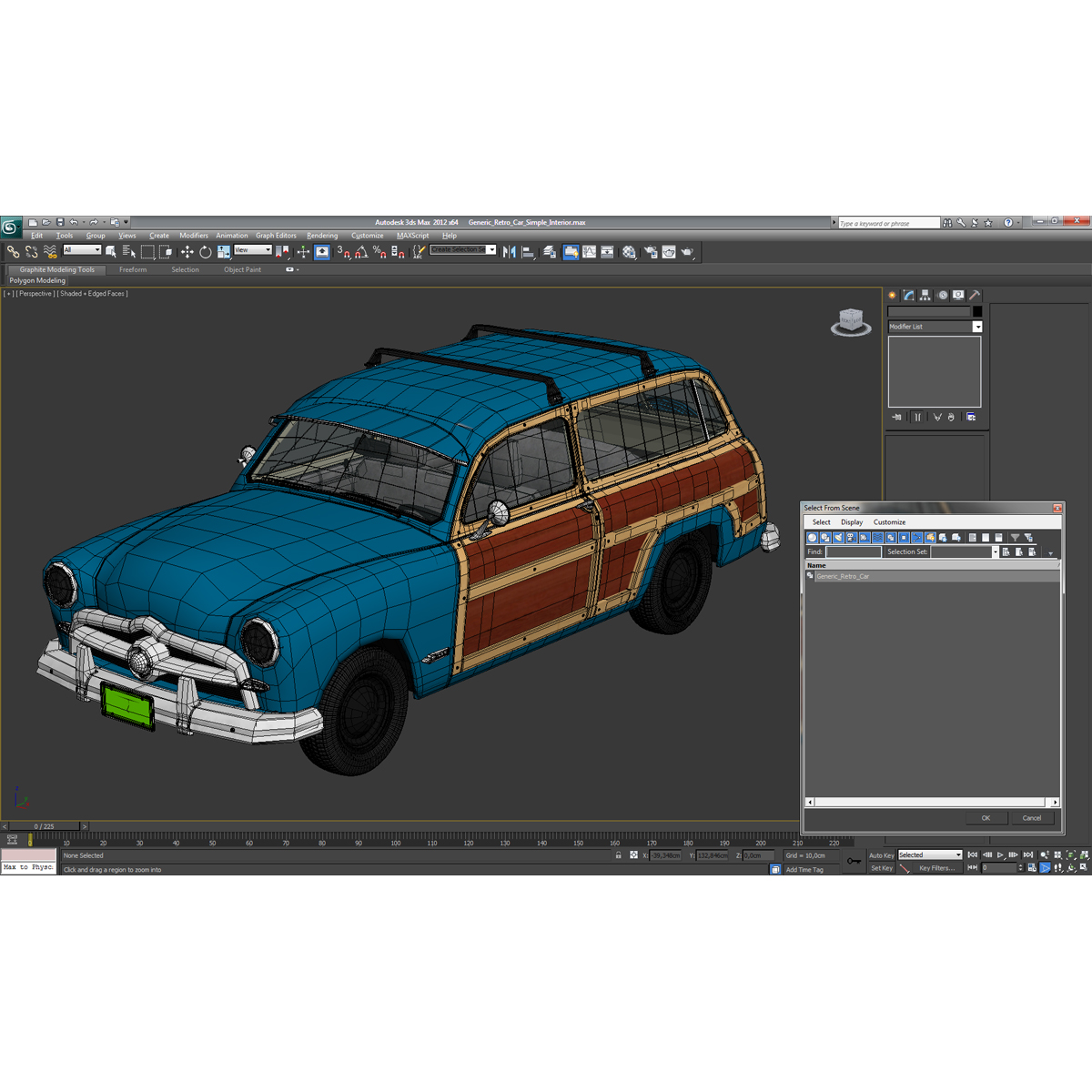 3D Generic Retro Car Simple Interior model