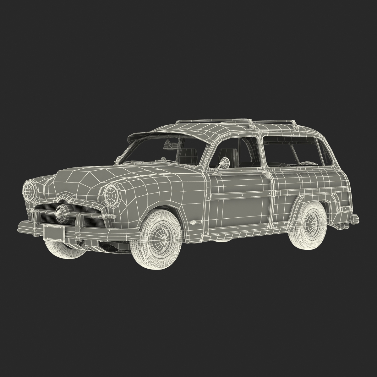 3D Generic Retro Car Simple Interior model