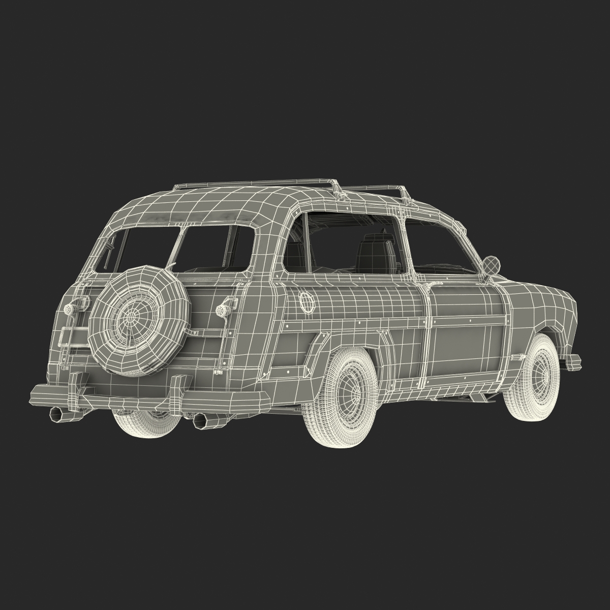 3D Generic Retro Car Simple Interior model