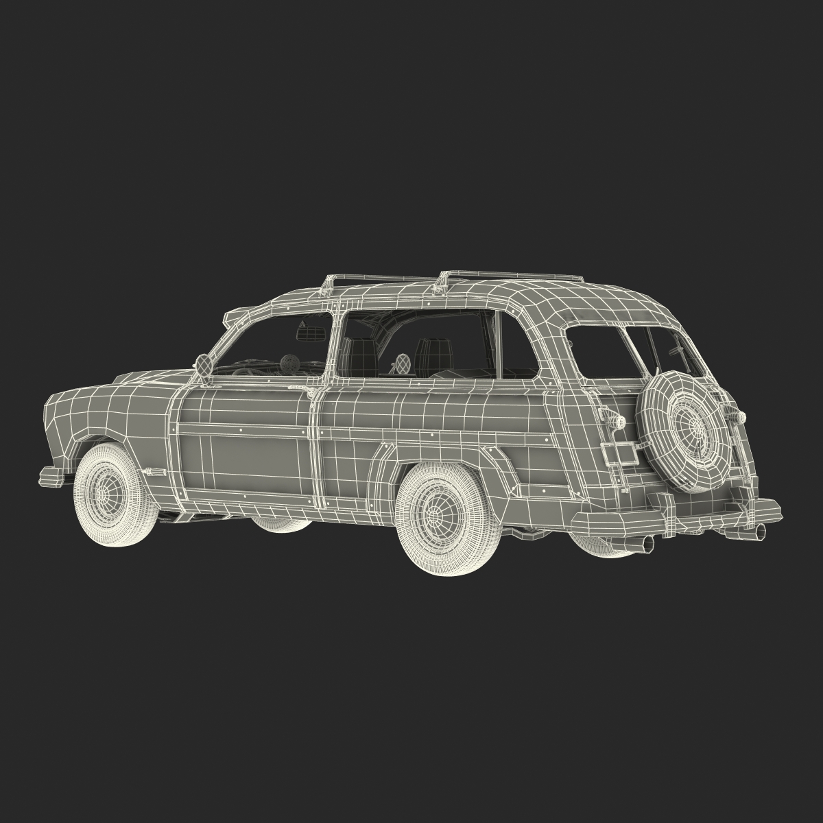 3D Generic Retro Car Simple Interior model