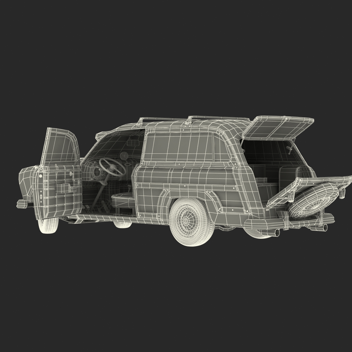 3D Generic Retro Car Simple Interior model