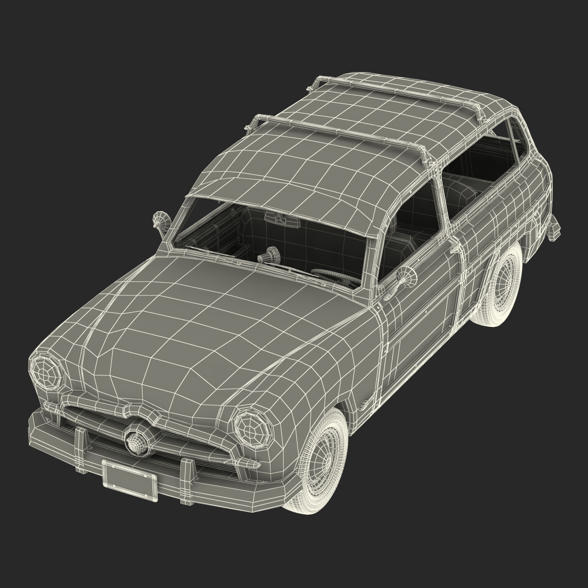 3D Generic Retro Car Simple Interior model