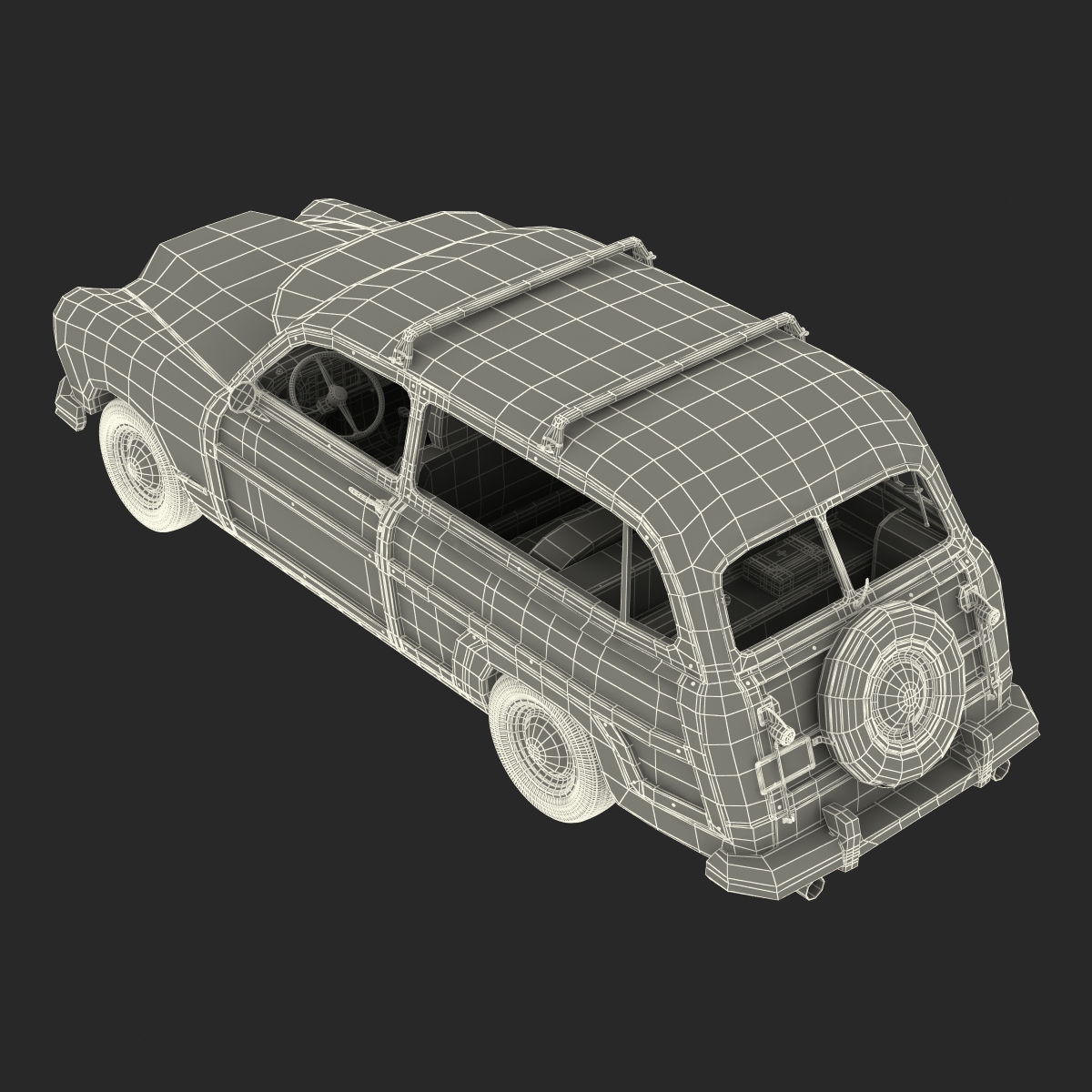 3D Generic Retro Car Simple Interior model