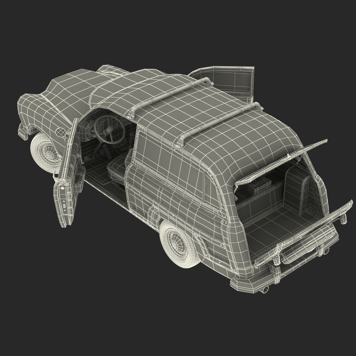 3D Generic Retro Car Simple Interior model