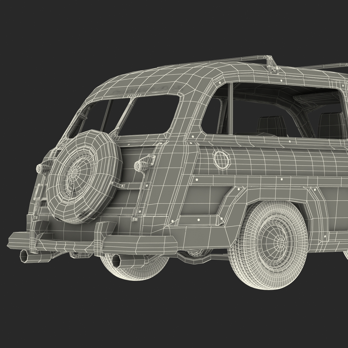 3D Generic Retro Car Simple Interior model