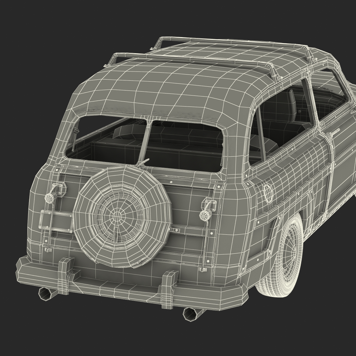 3D Generic Retro Car Simple Interior model