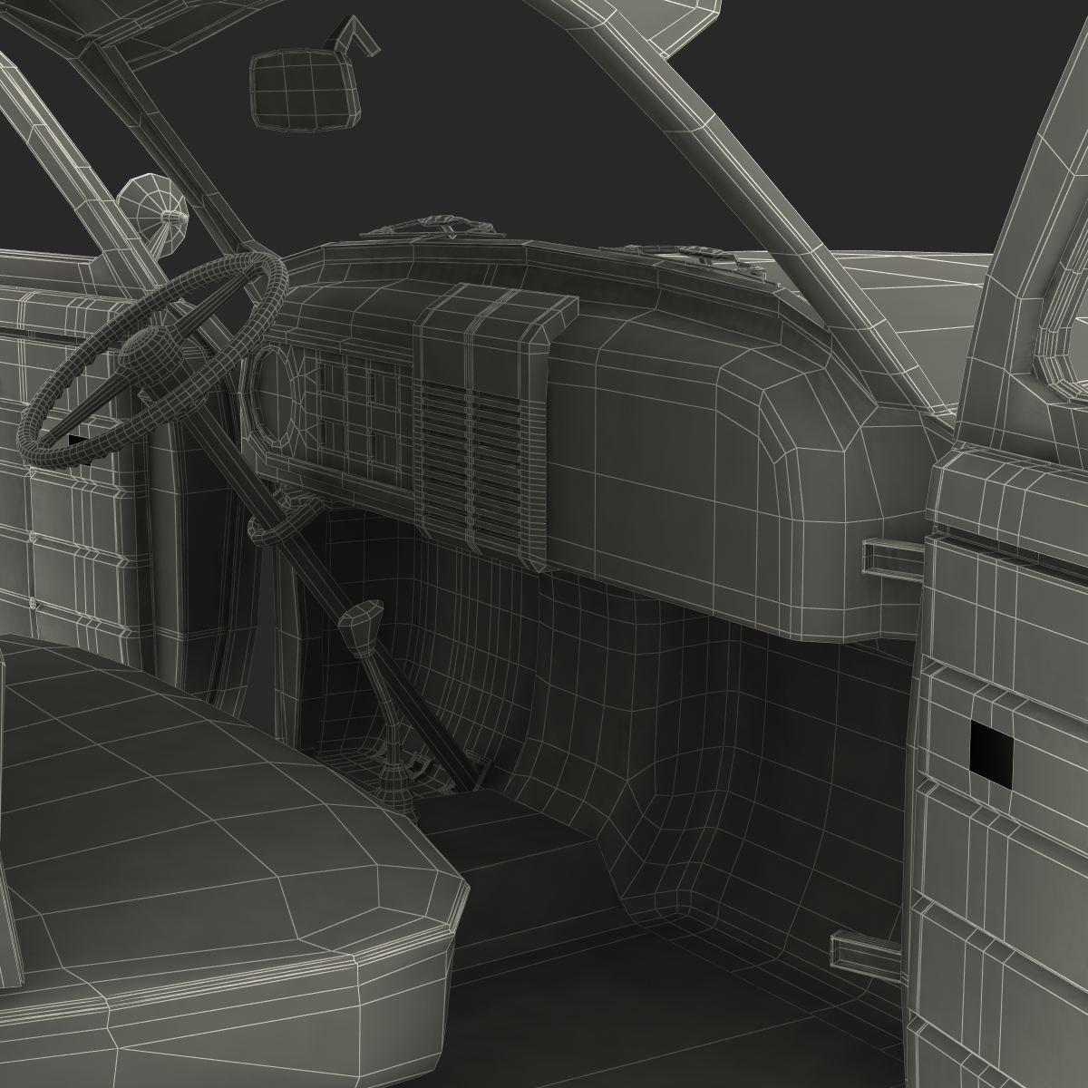 3D Generic Retro Car Simple Interior model