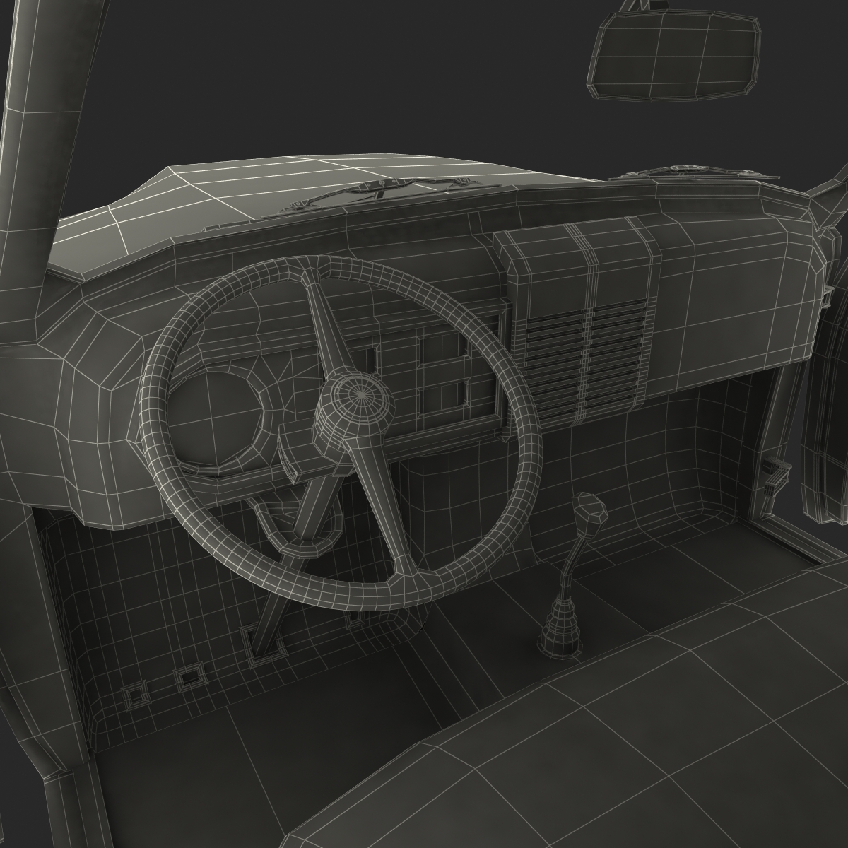 3D Generic Retro Car Simple Interior model