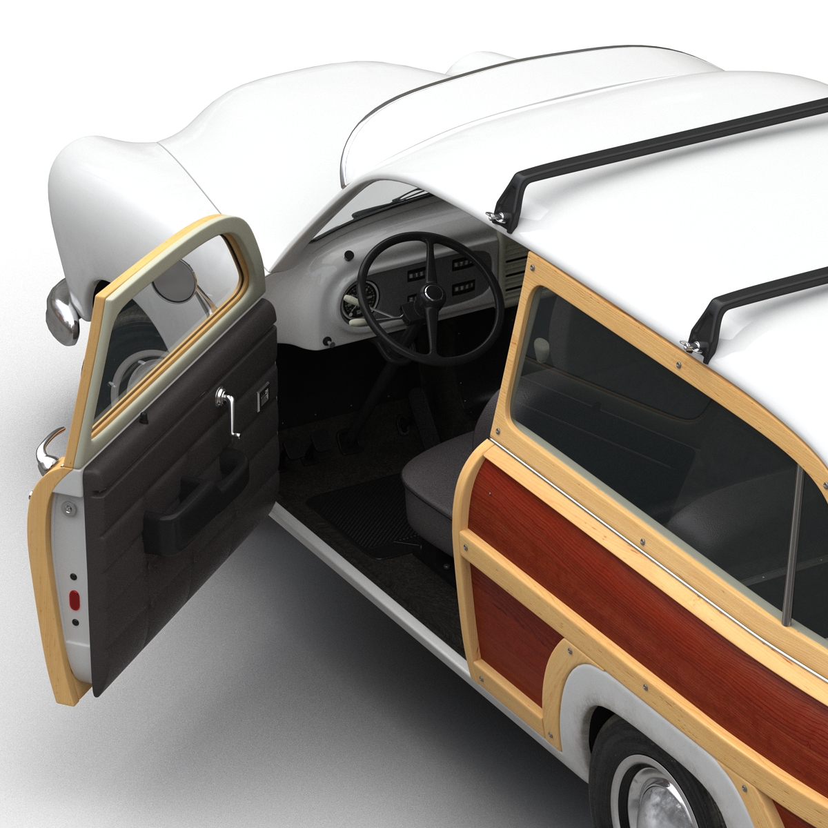 3D model Generic Retro Car Simple Interior 3