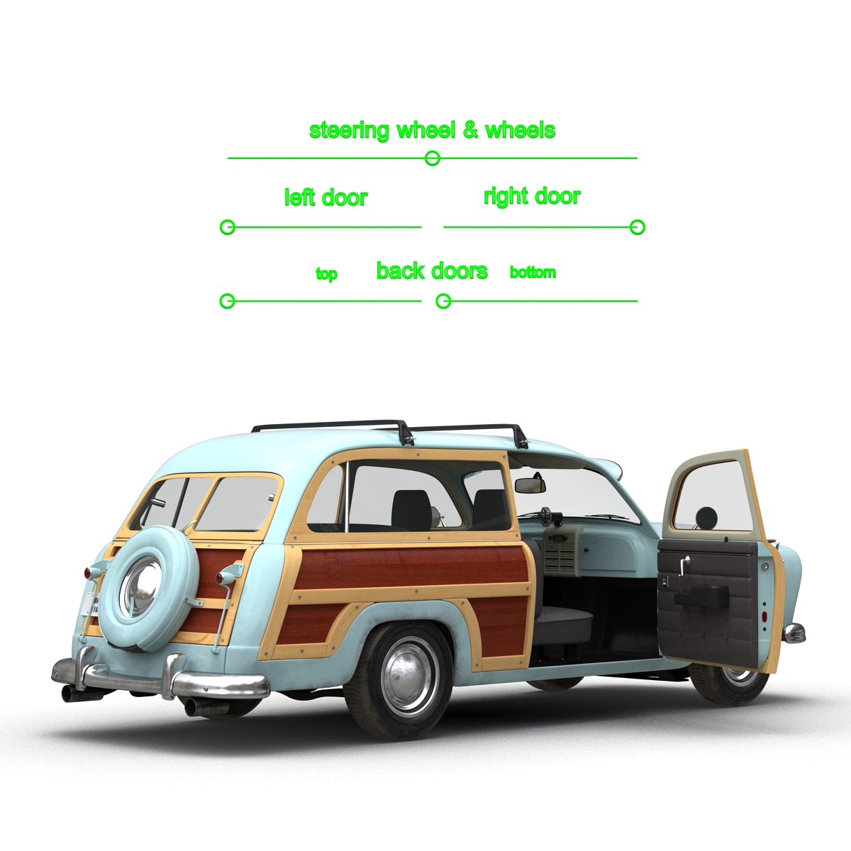 3D Generic Retro Car 2 Rigged