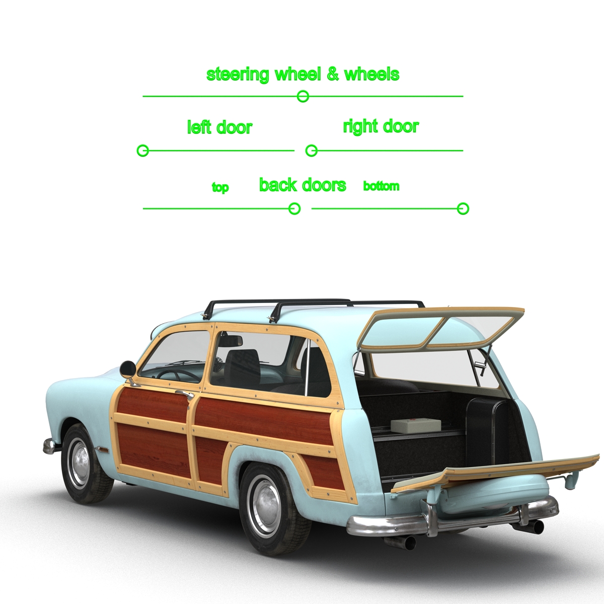 3D Generic Retro Car 2 Rigged