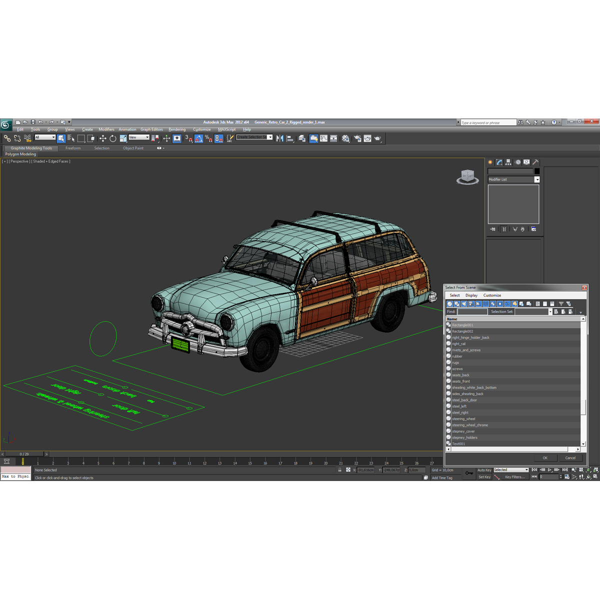 3D Generic Retro Car 2 Rigged