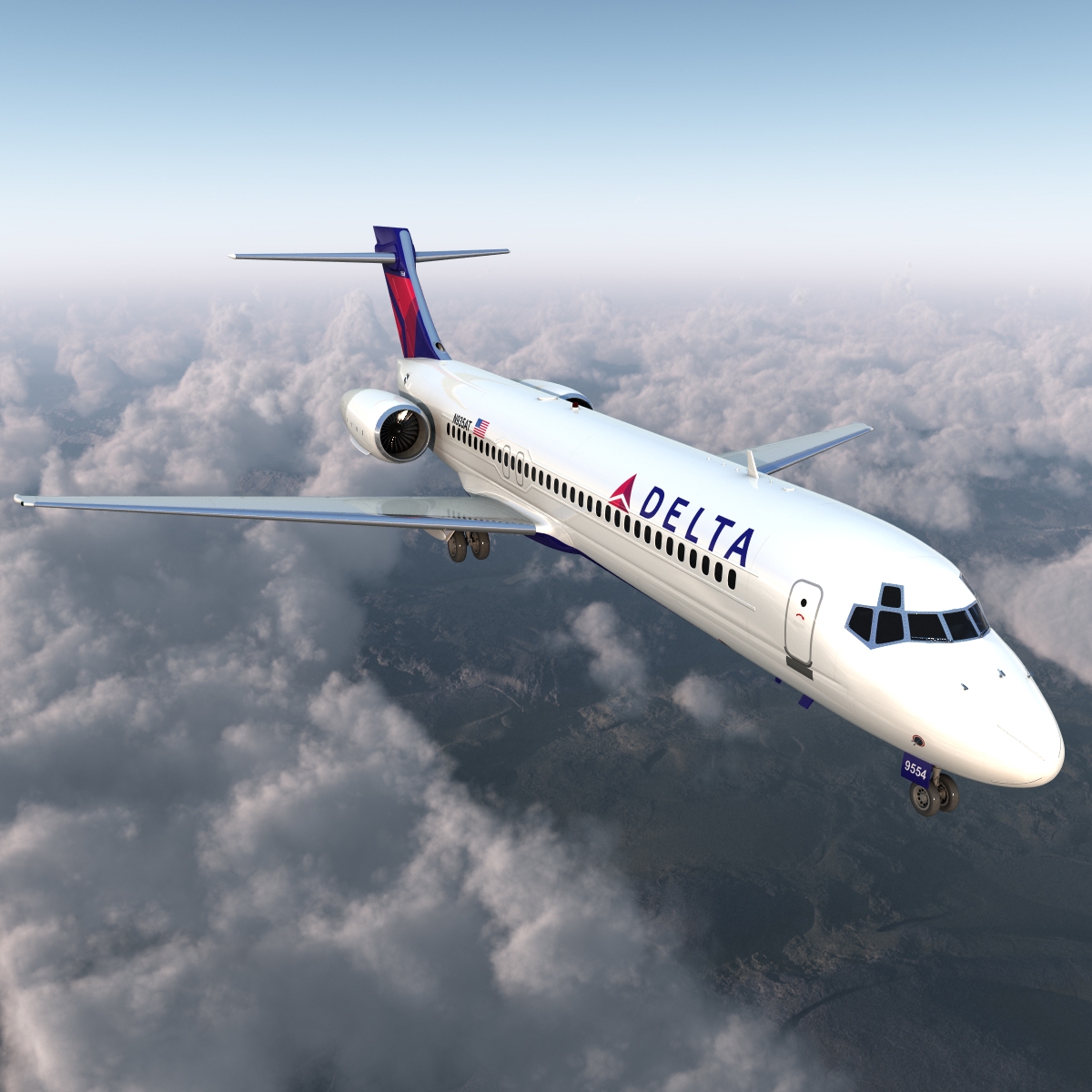 Boeing 717 200 Delta Air Lines Rigged 3D