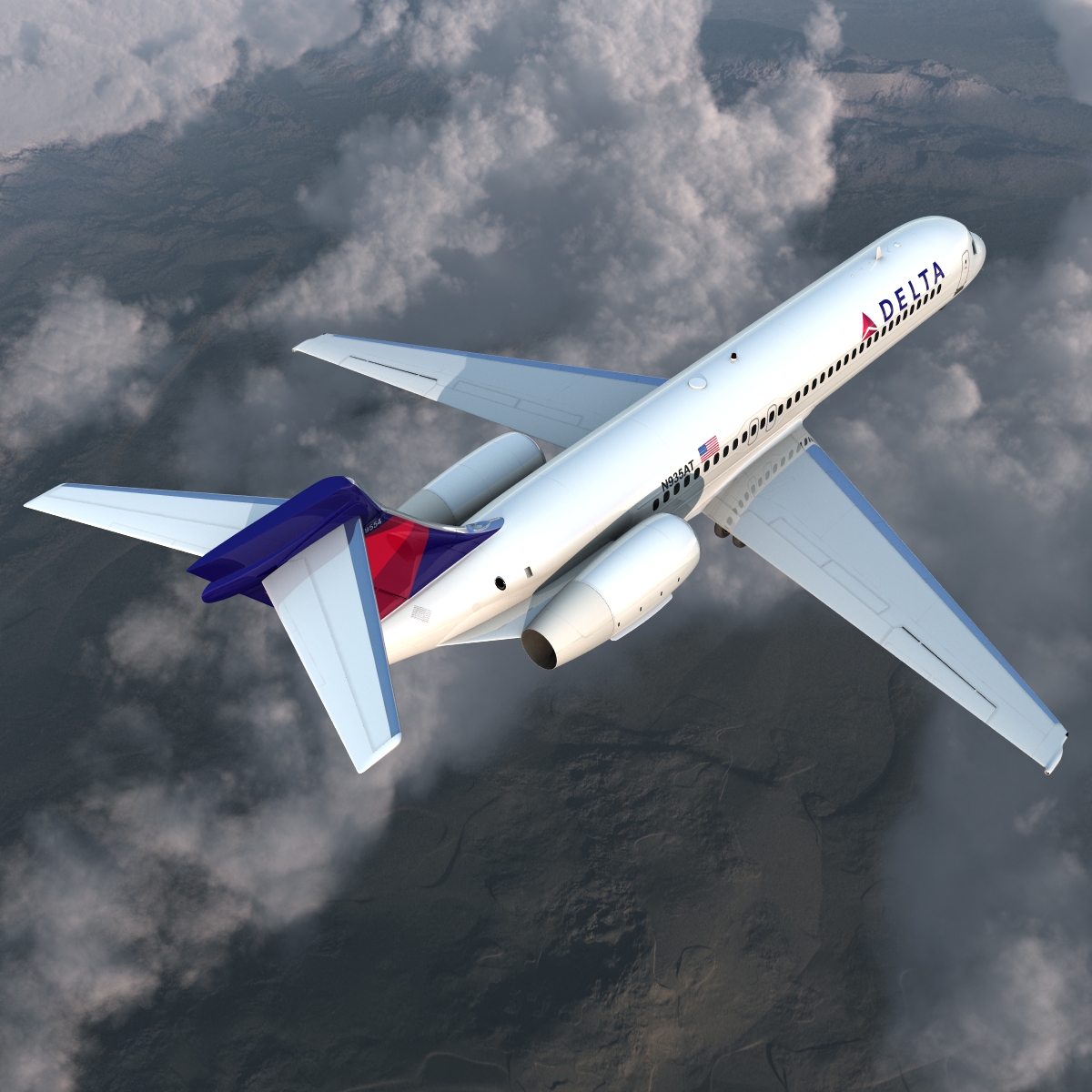 Boeing 717 200 Delta Air Lines Rigged 3D