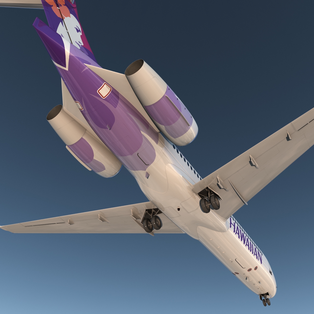 Boeing 717 200 Hawaiian Airlines Rigged 3D model