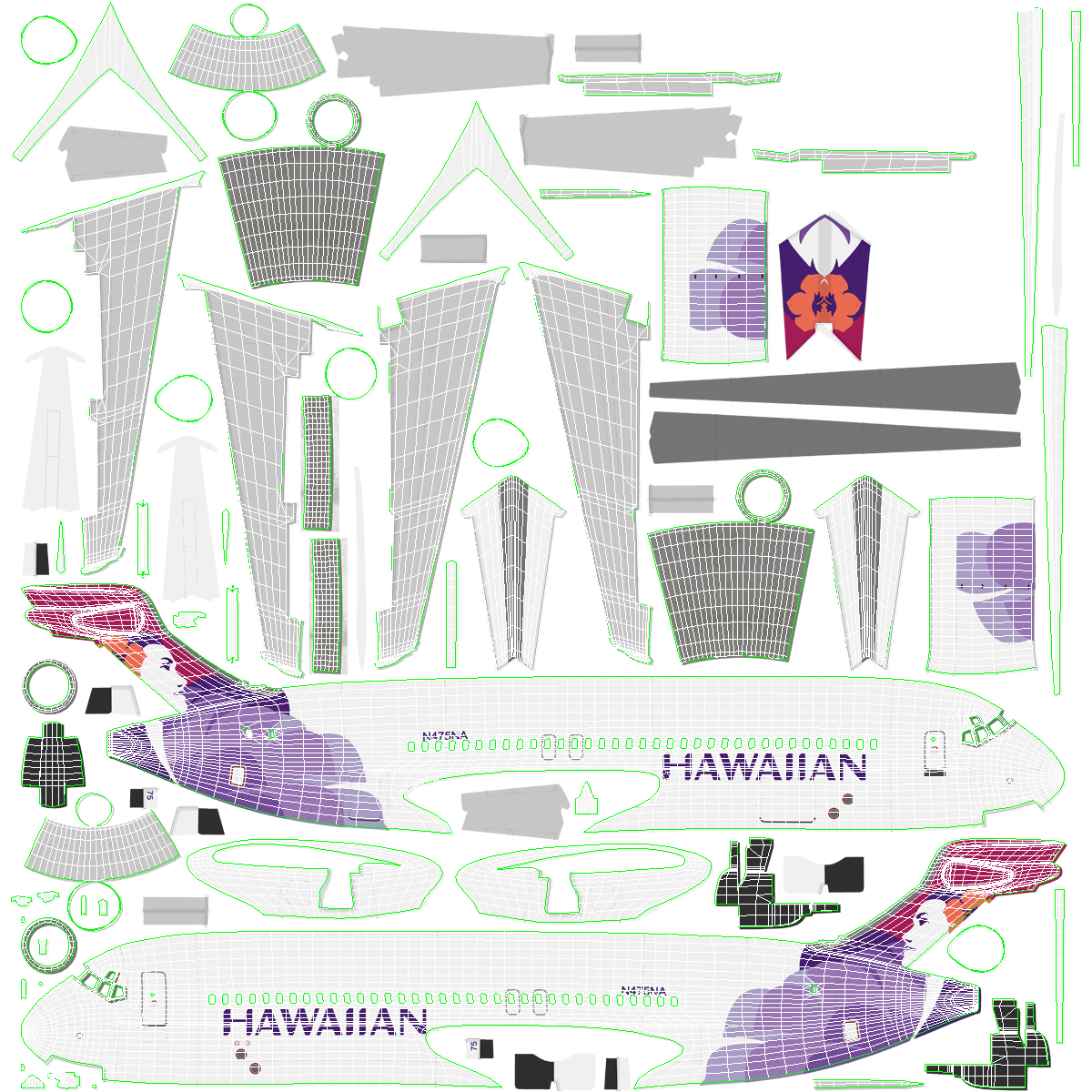 Boeing 717 200 Hawaiian Airlines Rigged 3D model