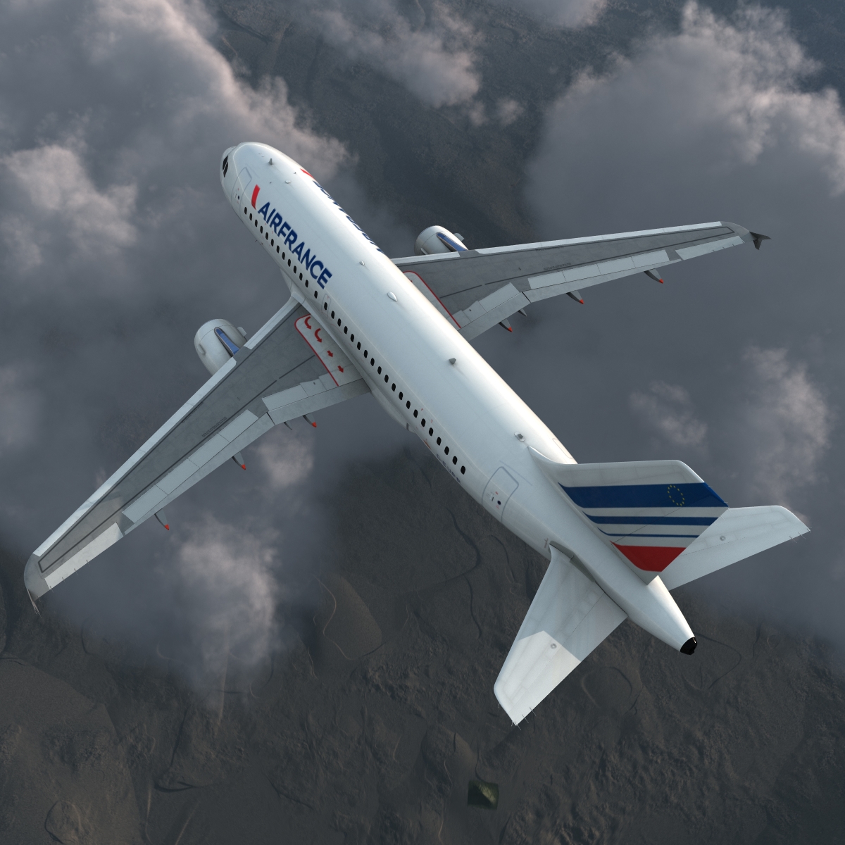 Airbus A319 Air France Rigged 3D model