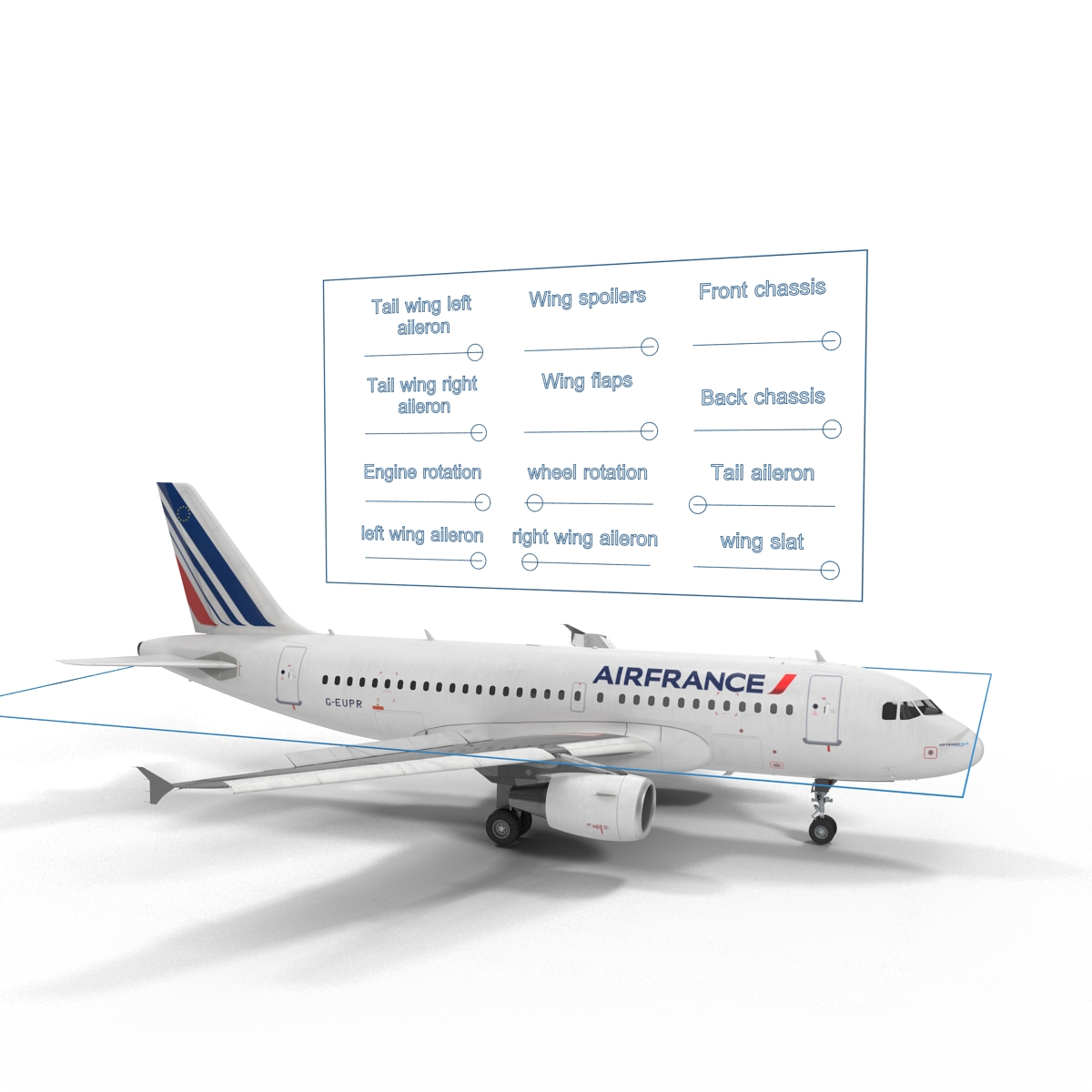 Airbus A319 Air France Rigged 3D model