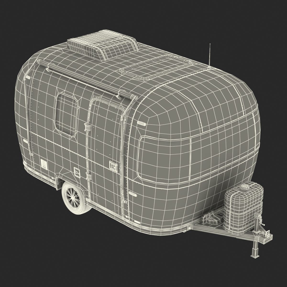 Retro Air Stream Recreational Vehicle Rigged 3D model