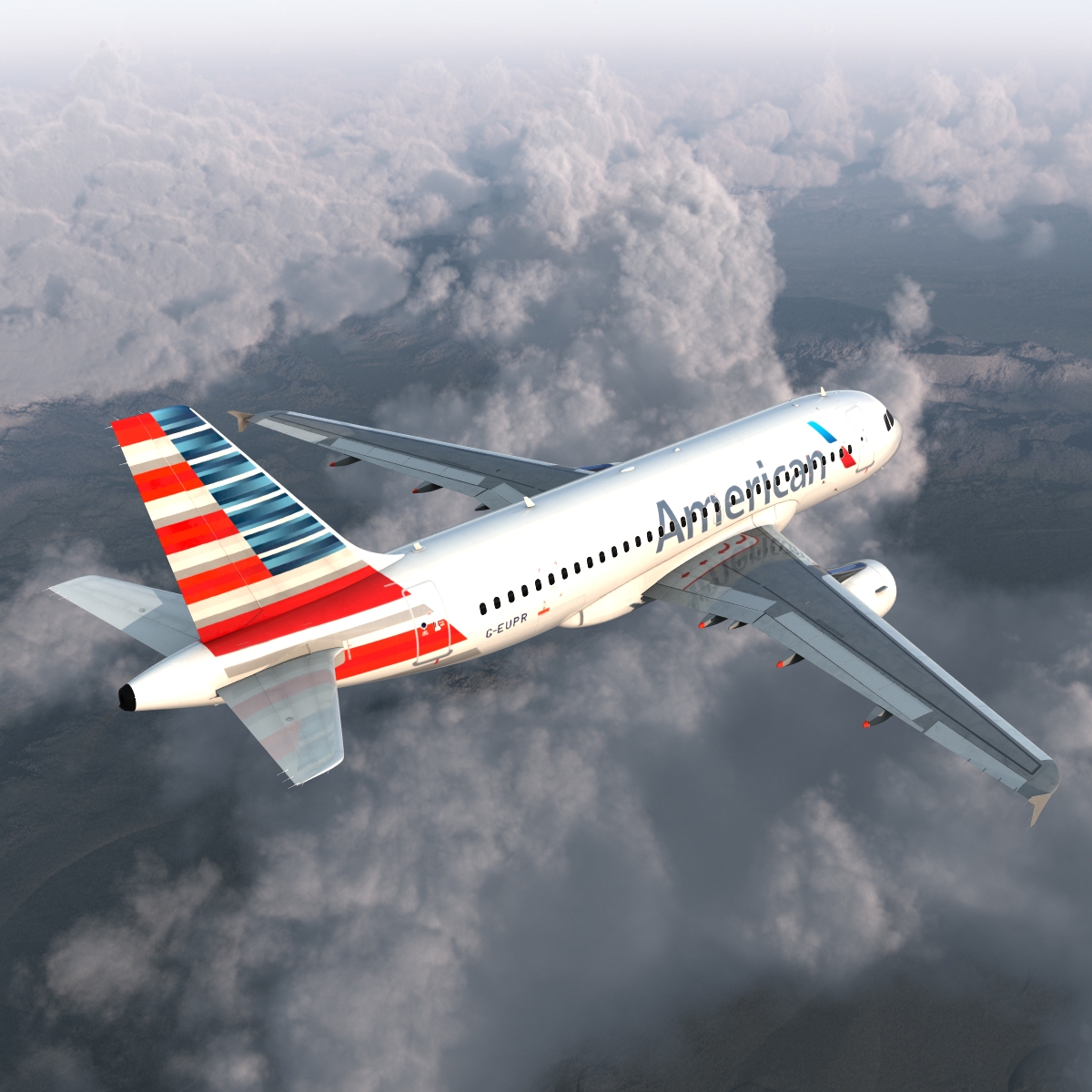 3D Airbus A319 American Airlines Rigged