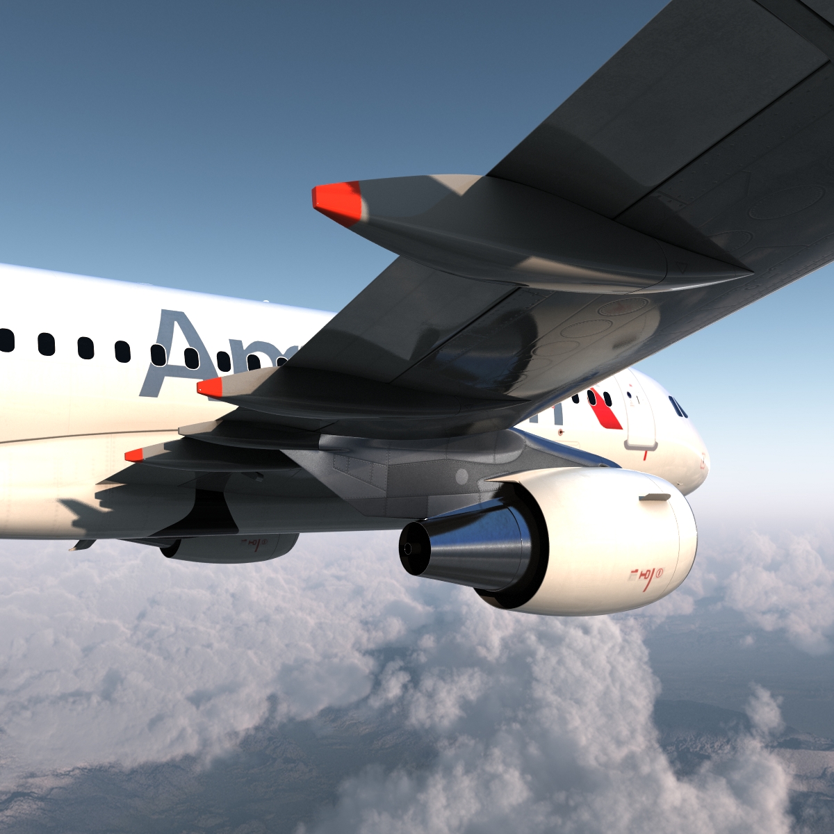 3D Airbus A319 American Airlines Rigged