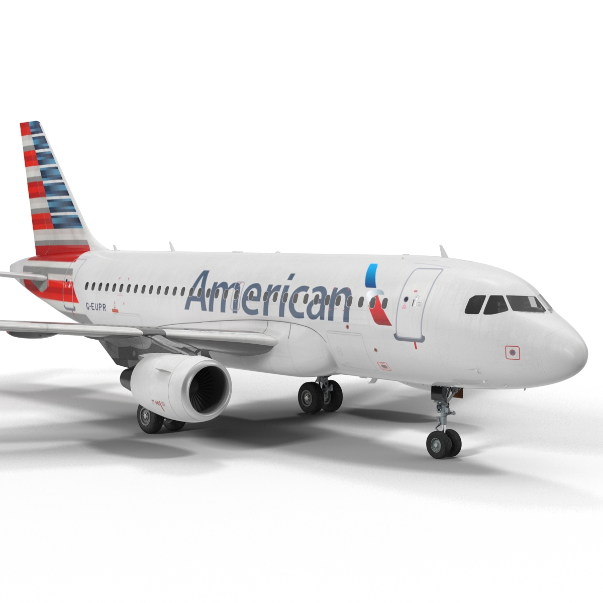 3D Airbus A319 American Airlines Rigged