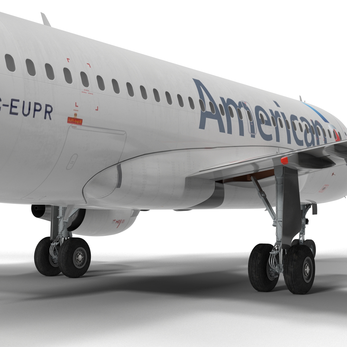 3D Airbus A319 American Airlines Rigged