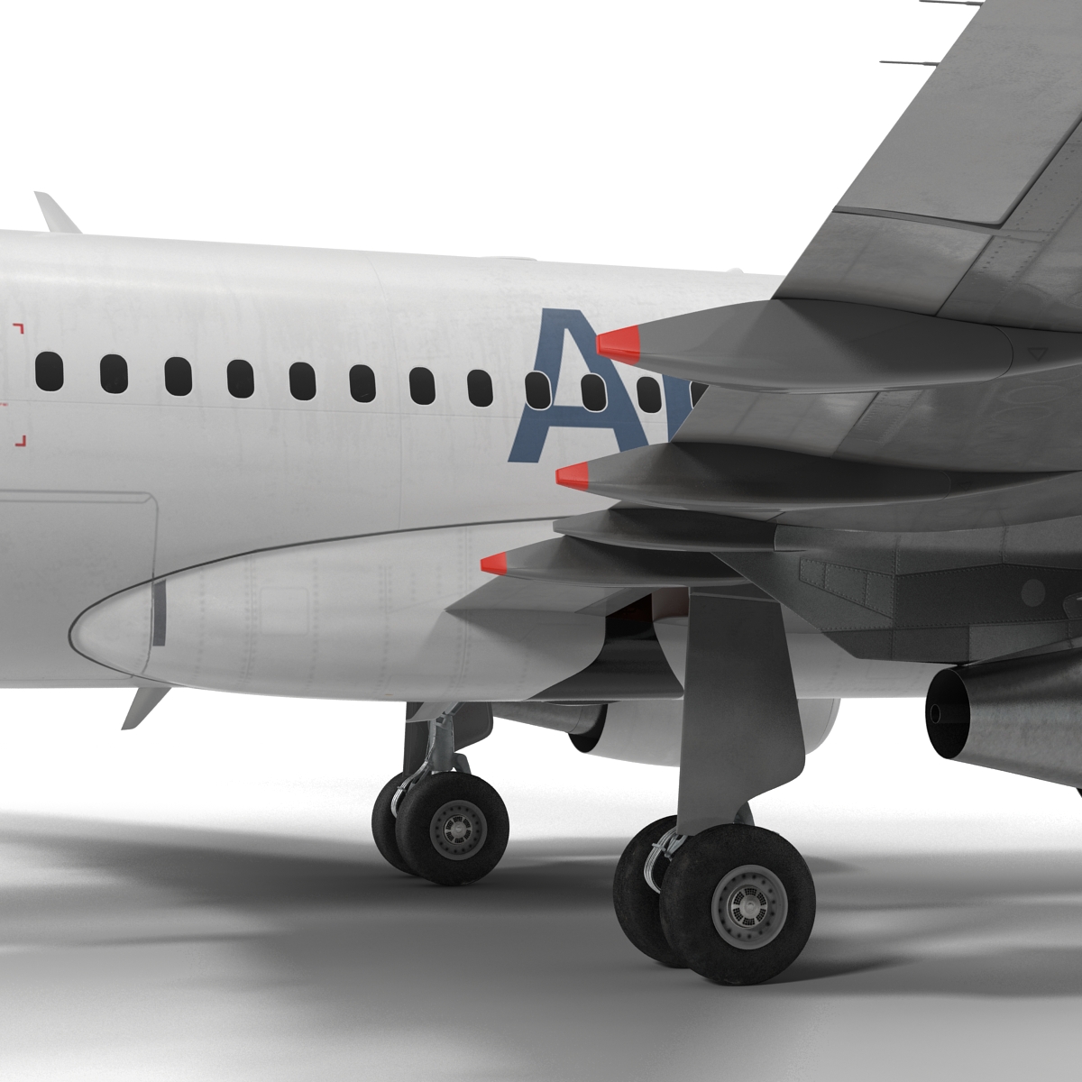 3D Airbus A319 American Airlines Rigged