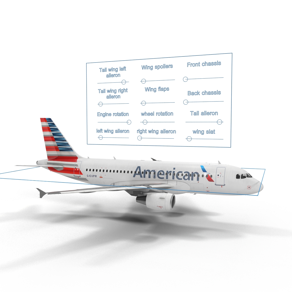 3D Airbus A319 American Airlines Rigged