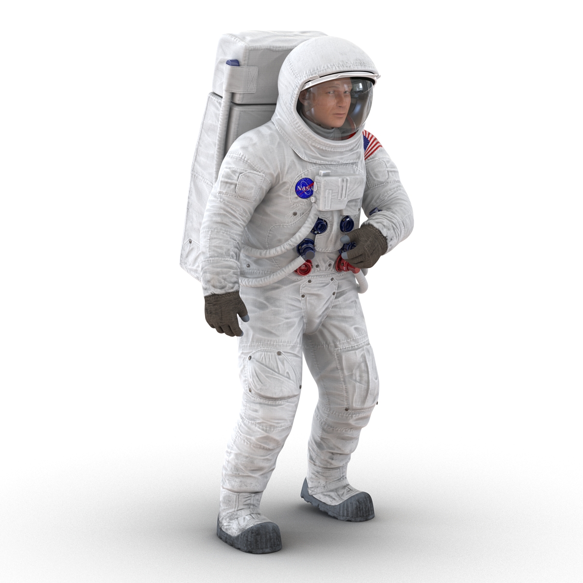 3D Astronaut NASA Wearing Spacesuit A7L Pose 2 model