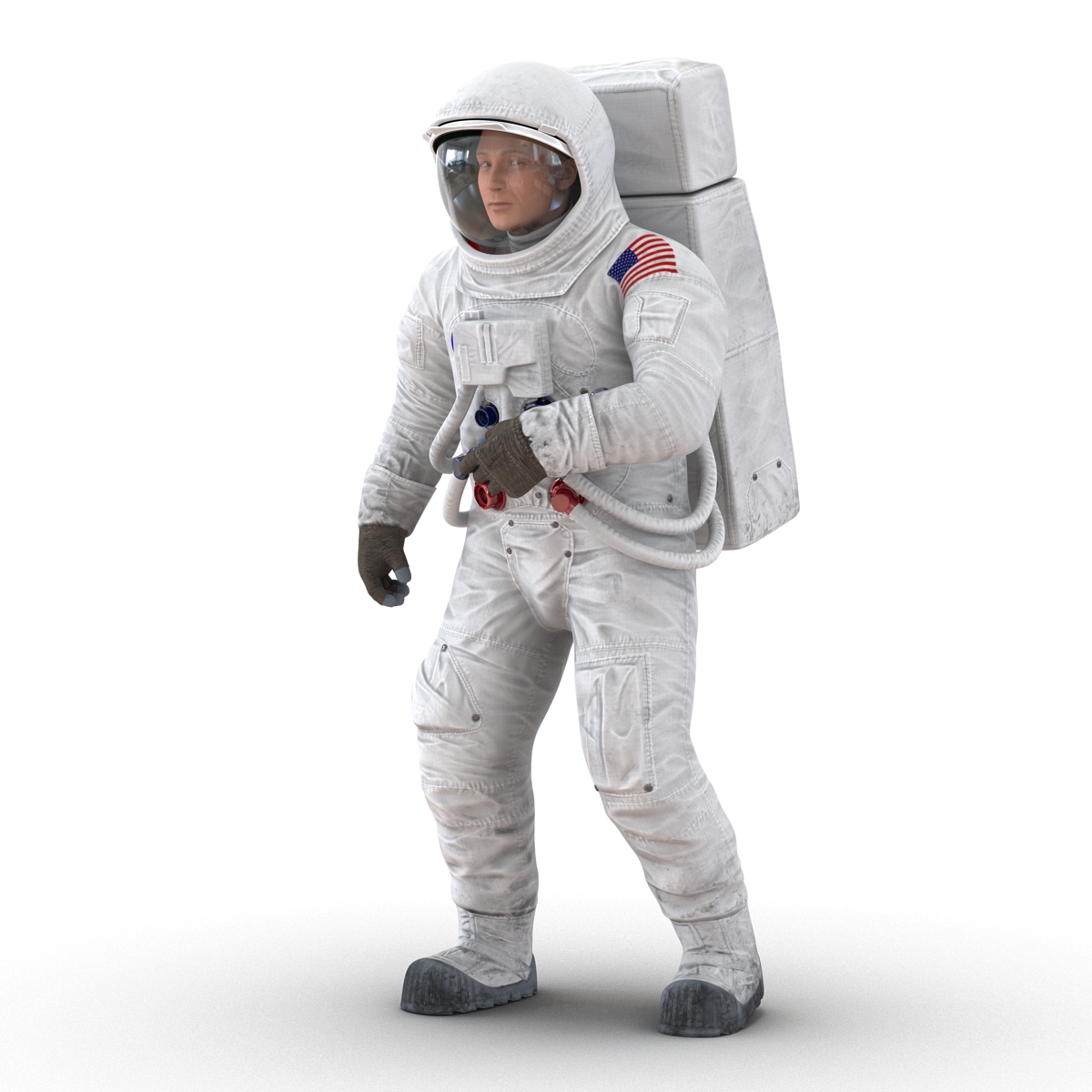 3D Astronaut NASA Wearing Spacesuit A7L Pose 2 model