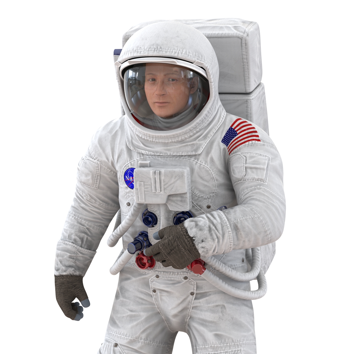 3D Astronaut NASA Wearing Spacesuit A7L Pose 2 model