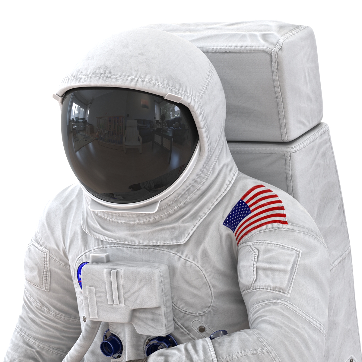 3D Astronaut NASA Wearing Spacesuit A7L Pose 2 model