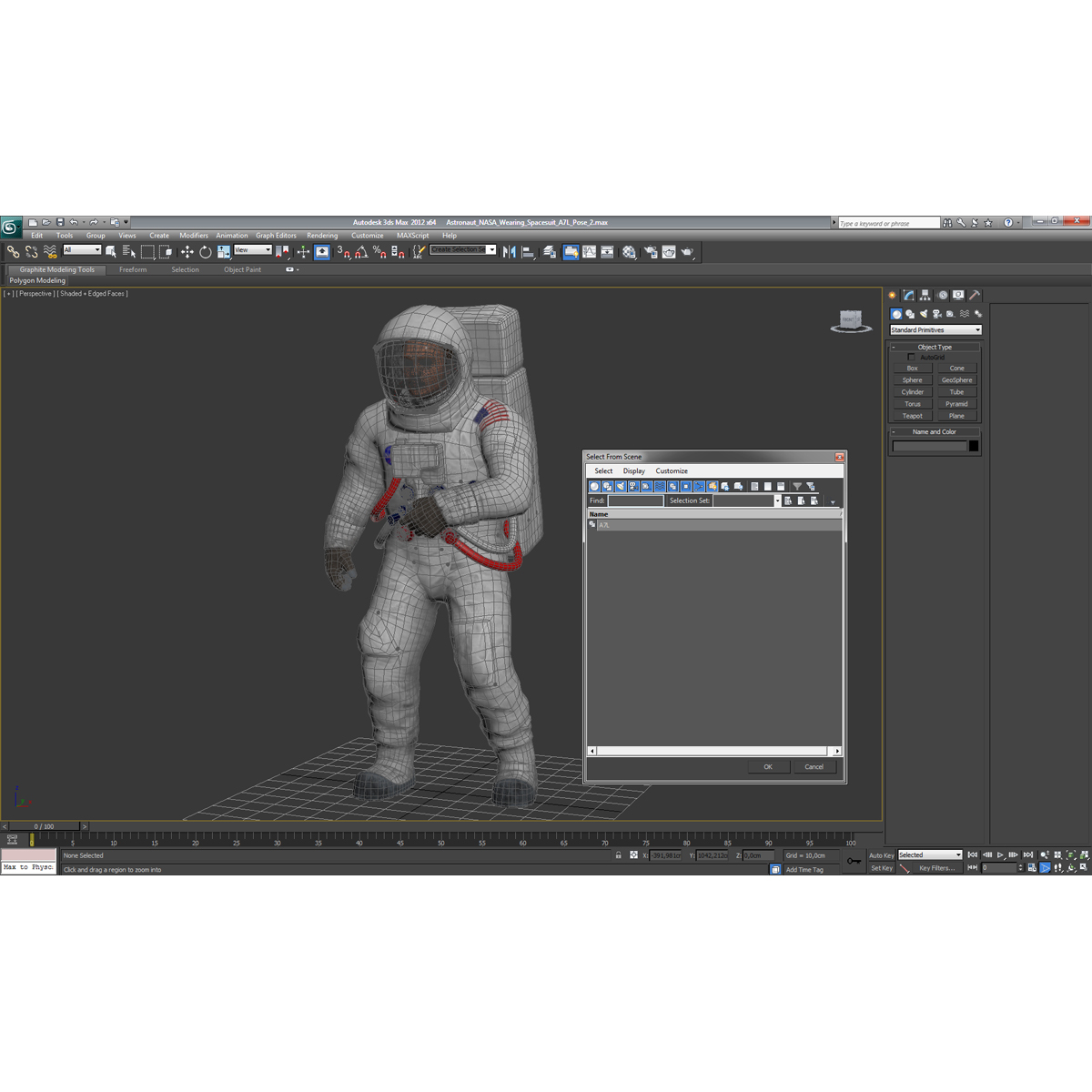 3D Astronaut NASA Wearing Spacesuit A7L Pose 2 model