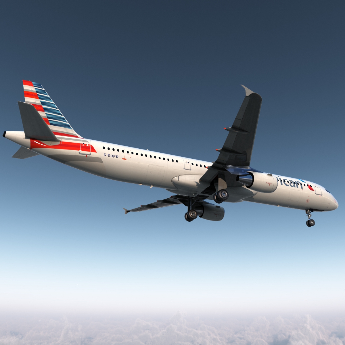 Airbus A321 American Airlines 3D model